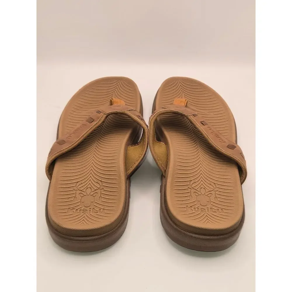 KuaiLu Men's Flip Flop Sandals Brown Comfort Arch Support US 10 EU 43.5 NEW